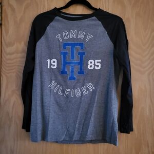 Tommy Hilfiger Blue and Gray Raglan Tee